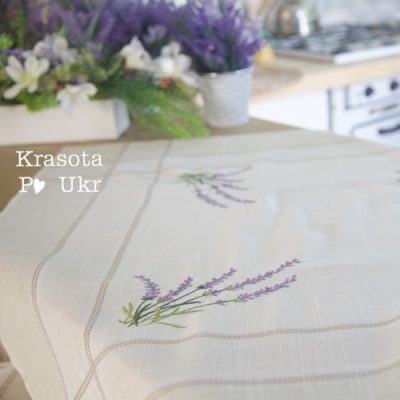 Скатертина #des17 молочна 90*90 см “Лаванда” ?
