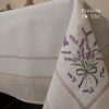 Лляна скатертина “Прованс” з вишивкою лаванди #des22, розміри 150×220 см та 180×420 см