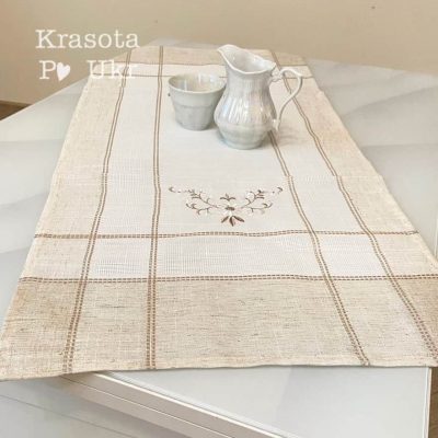Ранер на стіл з вишивкою, дизайн “пастельні квіти” #14 (40*90 см)