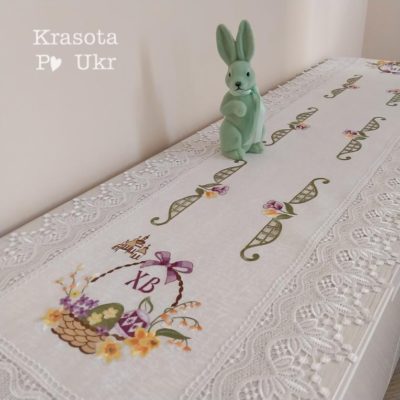 Великодній ранер на стіл 150*40 см, «Лавандовий Великдень» ?