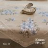 Натуральна скатертина 90*90 см з квітковою вишивкою у блакитних тонах, дизайн "ромашки"