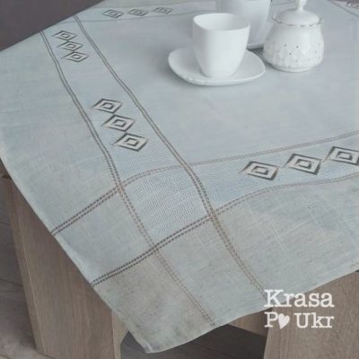 Скатертина #des26 сіра вишита “Класичні орнаменти” 90*90 см  ?