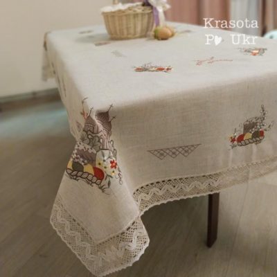 Велика скатертина 150*220 см на стіл “святковий Великдень” #80510