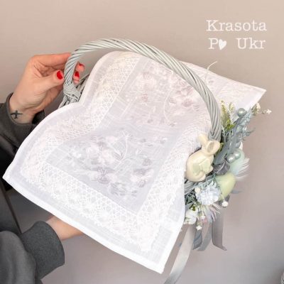 Лляна серветка з вишивкою 45*30 см, “білим по білому”, універсальний