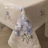 Лляна скатертина з вишивкою "Блакитні ромашки", розміри 110×160 см і 135×180 см