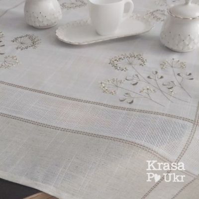Лляна скатертина 90*90 см “Кульбаба” в техніці гладью #des24 ?