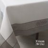Біла скатертина з сірим малюнком #des36 для великого столу, розмір 150×220 см