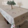Лляна скатертина на великий стіл з вишивкою “квітковий букет”, біла, 220×150 см, артикул #838