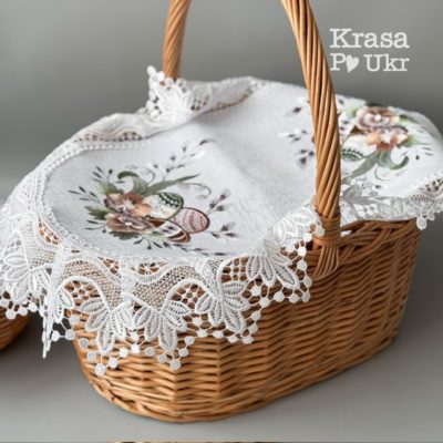 Рушник (60*40 см) атласний з мереживом, “Вишукана палітра”