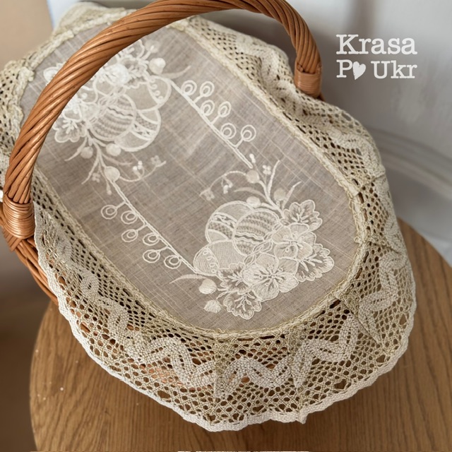 УПАКОВКА (6 ШТ) - вишита серветка (45*30 см) “молочним по льону”, дизайн “світле свято” №3