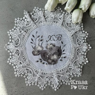 Дитяча атласна серветка на кошик 30 см, дизайн “Великодня меланхолія”