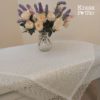 Скатертина "абстракція біла " в тон - 90*90 см, атлас