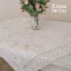 Біла скатертина на стіл з широким мереживом, дизайн "молочні мальви" #275 90*90 см