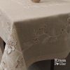 Скатертина на великий стіл, лляна, 150*220 см, “молочно-кавові квіти”  #266