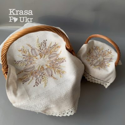 Комплект великодніх вишитих рушників “Пастельні писанки”, (48*30 см і 26*20 см)
