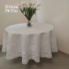 #259 Скатертина на круглий стіл, дизайн “гортензії” - "білим по білому", 180 см