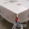 #063 Біла лляна скатертина з вишивкою, орнамент "польові квіти" 135*180 см