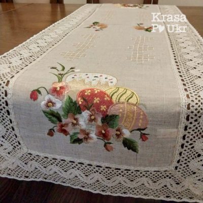Вишитий пасхальний ранер, “сонячна пасха” – 120*40 см, льон