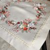 #1114-3 Вишита сіра скатертина (90*90 см), дизайн “Різдвяний снігур”