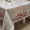 #008 Скатертина на святковий стіл "різдвяні гноми", сіра - 135*180 см