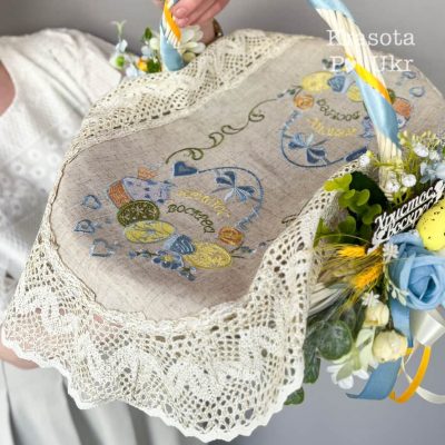 Великодня серветка “Патріотичний Великдень” (60×40см), льон