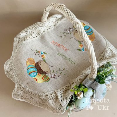 Лляеа серветка на великий кошик 40*60 см, “Українські писанки”