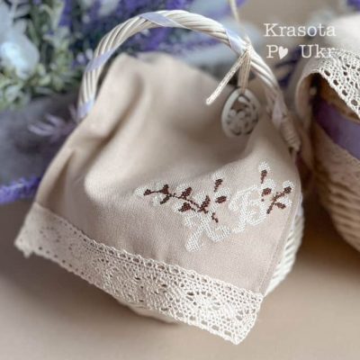 Серветка – 25*20 см, дизайн “мінімалістична вишивка”, какао