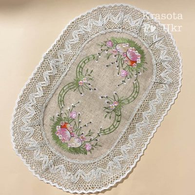 Пасхальна серветка “Великодня галявина” (60*40 см), натуральний льон