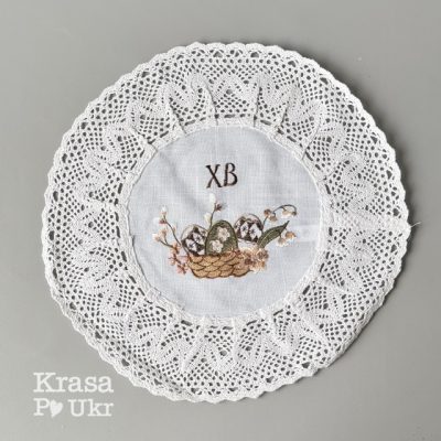 Рушник на дитячий кошик “Пастельна квіткова корзинка” (льон, 30 см)