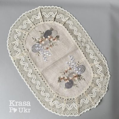 Пасхальна лляна серветка, «монохромні писанки» - 60*40 см
