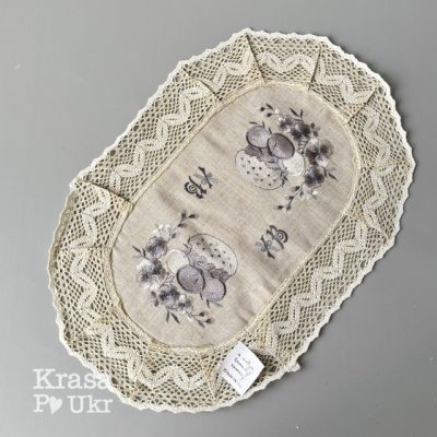 Лляна серветка середня овальна, “Великодня меланхолія” – 45*30 см