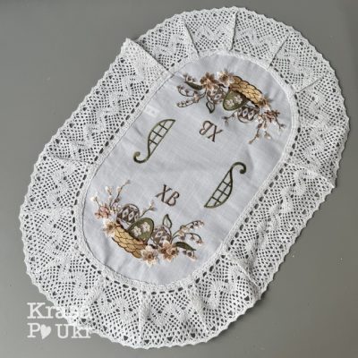 УПАКОВКА (6 ШТ або 12 ШТ) - серветка на кошик лляна, біла (60*40 см) “Пастельна квіткова корзинка”