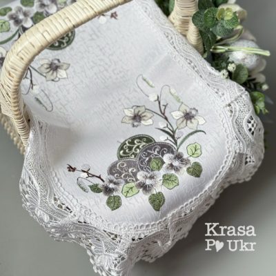 Великодній рушник 60*40 см на кошик, “Писанки та нарциси”