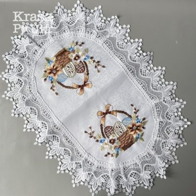 Рушник великодній (атласний, 60*40 см), “Пасхальна квіткова корзинка”