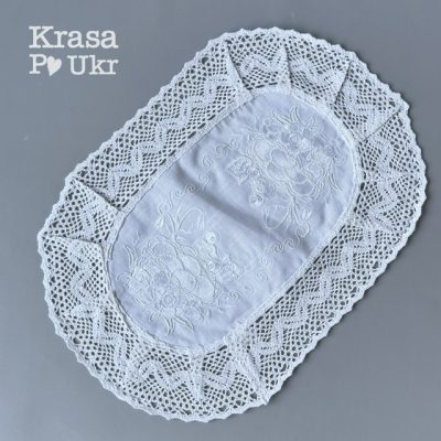 Вишита пасхальна серветка, “білим по білому” №3 (45*30 см) – льон