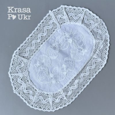 Рушник з льону на корзинку (45*30 см) “білим по білому”