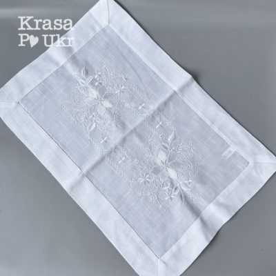 Вишитий рушник на кошик “білим по білому” - 60*40 см