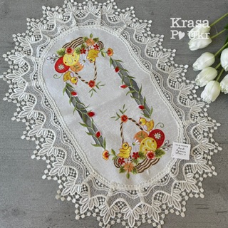Серветка на кошик, атлас – 60*40 «сонячні курчата» - айворі