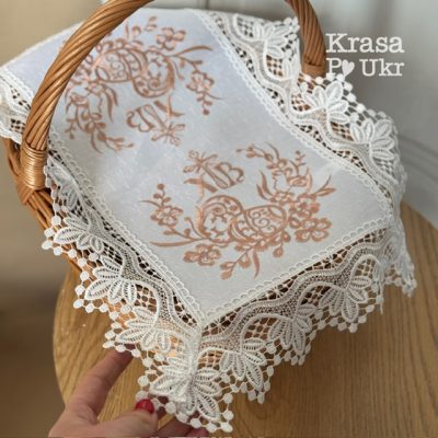 Великодня серветка на середній кошик, дизайн “пасхальне сяйво” – 44*30 см