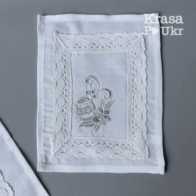 УПАКОВКА (6 шт або12 шт) - дитячий вишитий рушник, дизайн "монохромний орнамент" у сірому (25*20 см)