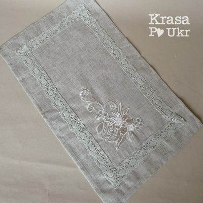 УПАКОВКА (6 шт або12 шт) – пасхальна на кошик, дизайн “монохромний орнамент” у молочному – 48*30 см