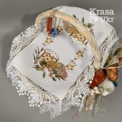 Серветка атласна (44*30 см) на кошик “Лимонна пасочка”, біла