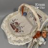 Лляна серветка на кошик (46*30 см) “Пасхальна квіткова корзинка”