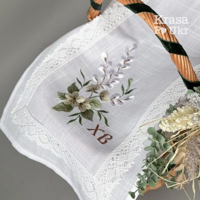 Пасхальна серветка вишита, дизайн “вербовий оберіг” 48*30 см