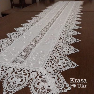 Мереживна доріжка на стіл, біла (40*150 см)
