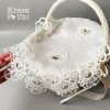Атласний рушник з мереживом на кошик (55*38 см) – айворі (без вишивки)