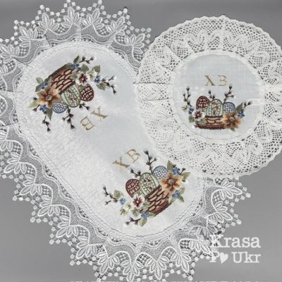 Комплект рушників на корзини “Пасхальна квіткова корзинка” (60*40 см або 42*30 см) та дитяча