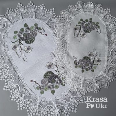 Комплект серветок “Великодня меланхолія” з квітами (60*40 см і 44*30 см), атлас