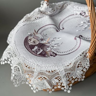 Пасхальна серветка (60×40 см), вишита “пастельно-лавандові писанки”
