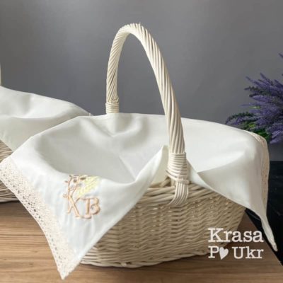 Серветка – 55*40 см, дизайн “мінімалістична вишивка”, молочна
